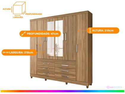 Imagem de Guarda-roupa Casal com Espelho 6 Portas