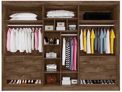 Imagem de Guarda-roupa Casal com Espelho 6 Portas 6 Gavetas Móveis Europa Ripado Potente
