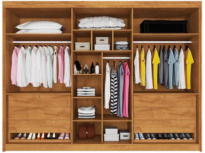 Imagem de Guarda-roupa Casal com Espelho 6 Portas 6 Gavetas Móveis Europa Ripado Potente