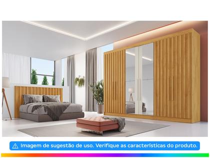 Imagem de Guarda-roupa Casal com Espelho 6 Portas 6 Gavetas Móveis Europa Ripado Potente