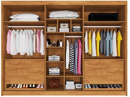 Imagem de Guarda-roupa Casal com Espelho 6 Portas 6 Gavetas Móveis Europa Ripado Potente