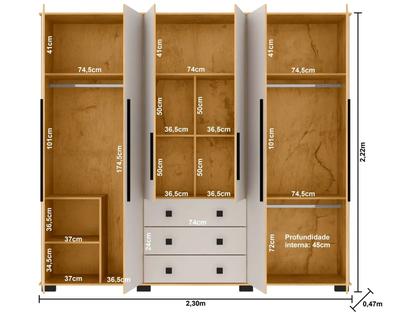 Imagem de Guarda-roupa Casal com Espelho 6 Portas Araplac Malu