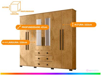 Imagem de Guarda-roupa Casal com Espelho 6 Portas Araplac Malu
