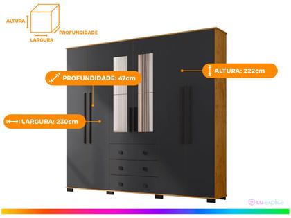 Imagem de Guarda-roupa Casal com Espelho 6 Portas Araplac Malu