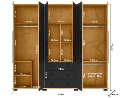 Imagem de Guarda-roupa Casal com Espelho 6 Portas Araplac Malu