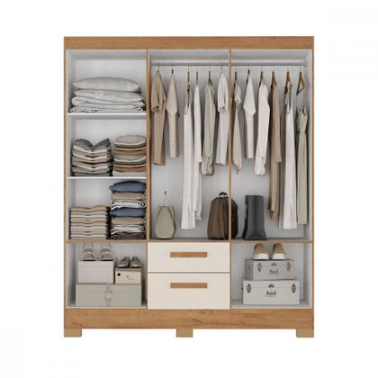 Imagem de Guarda Roupa Casal com Espelho 6 Portas Fortaleza Canelato com Off White Atualle