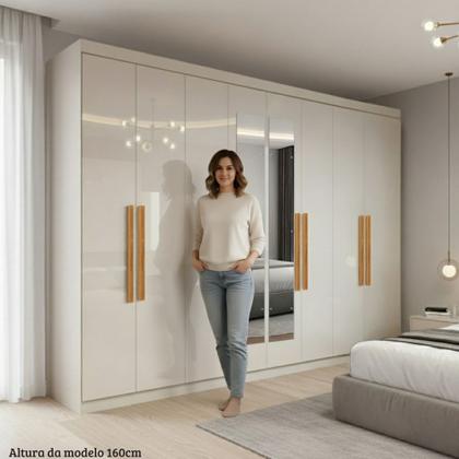 Imagem de Guarda Roupa Casal com Espelho 8 Portas 100 MDF Genebra Maxel