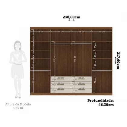 Imagem de Guarda-Roupa Casal com Espelho 8 Portas 6 Gavetas 238,80cm Master Santos Andirá