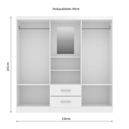 Guarda-Roupa Casal com Espelho Capelinha 4 PT 2 GV Branco - Evidência Imagem de Guarda-Roupa Casal com Espelho Capelinha 4 PT 2 GV Branco