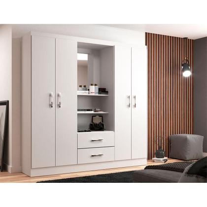 Guarda-Roupa Casal com Espelho Capelinha 4 PT 2 GV Branco - Evidência Imagem de Guarda-Roupa Casal com Espelho Capelinha 4 PT 2 GV Branco