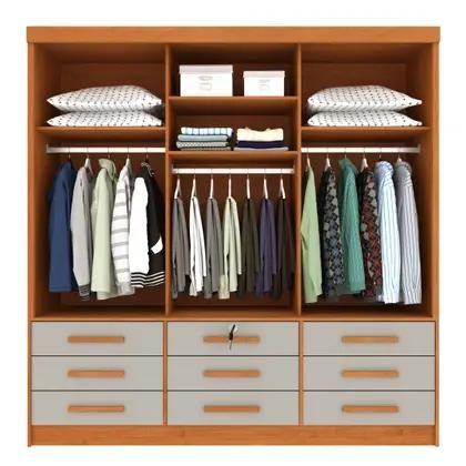 Imagem de Guarda Roupa Casal com Espelho e pés 3 Portas 9 Gavetas 199cm Chicago Tcil Móveis