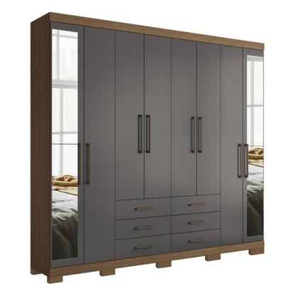 Imagem de Guarda Roupa Casal com Espelho e Pés 8 Portas e 6 Gavetas Master