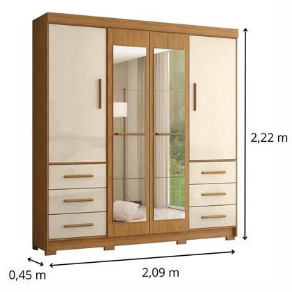 Imagem de Guarda-roupa Casal com Espelhos 4 Portas 6 Gavetas Estrela