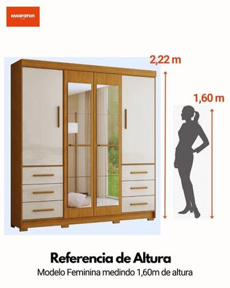Imagem de Guarda-roupa Casal com Espelhos 4 Portas 6 Gavetas Estrela