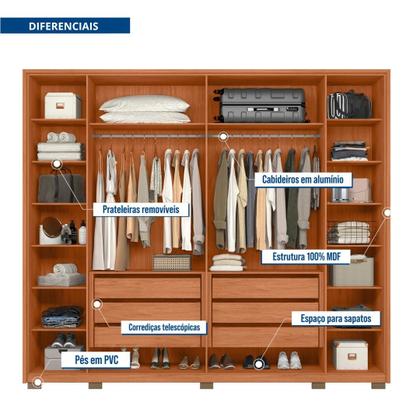 Imagem de Guarda-Roupa Casal com Frisado 6 Portas 6 Gavetas Suburban Gold 100% MDF Espresso Móveis