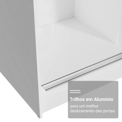 Imagem de Guarda-Roupa Casal com Pés 3 Portas de Correr com Espelho Branco Reno Madesa