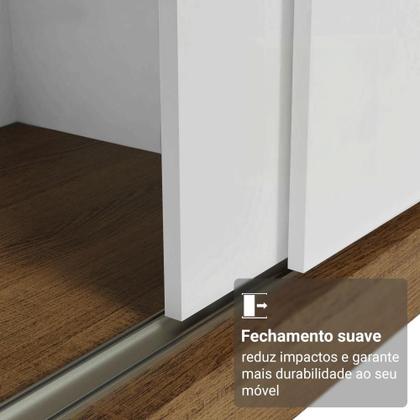 Imagem de Guarda-Roupa Casal com Pés 3 Portas de Correr com Espelho Rustic/Branco Reno Madesa