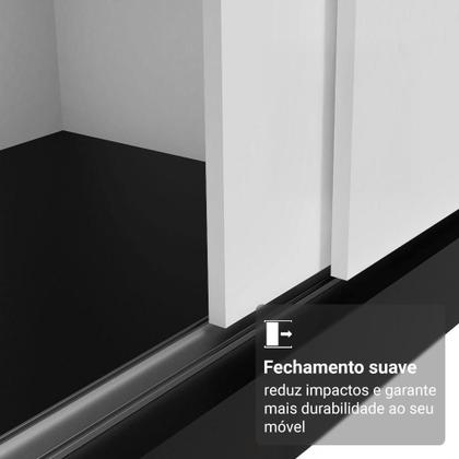 Imagem de Guarda-Roupa Casal com Pés 3 Portas de Correr com Espelhos Preto/Branco Reno Madesa