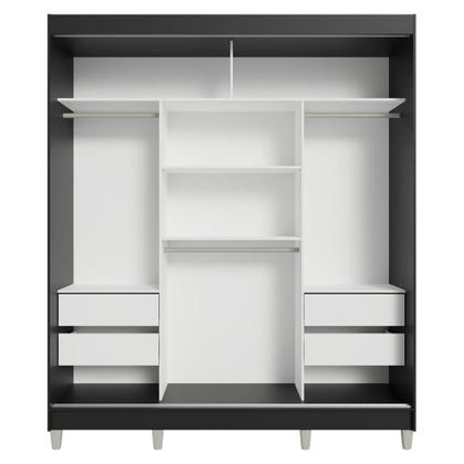 Imagem de Guarda-Roupa Casal com Pés 3 Portas de Correr com Espelhos Preto/Branco Reno Madesa