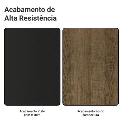 Imagem de Guarda-Roupa Casal com Pés 3 Portas de Correr com Espelhos Preto/Rustic Reno Madesa