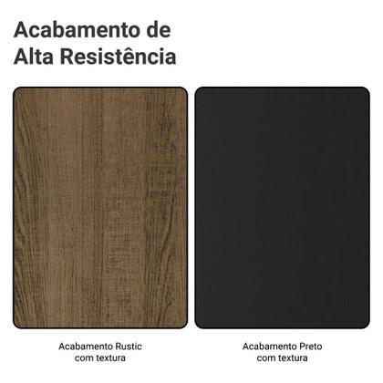 Imagem de Guarda-Roupa Casal com Pés 3 Portas de Correr com Espelhos Rustic/Preto Reno Madesa