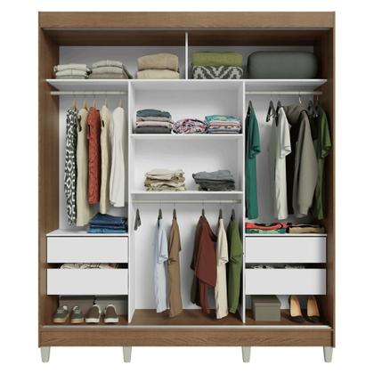 Imagem de Guarda-Roupa Casal com Pés 3 Portas de Correr de Espelho Rustic Reno Madesa