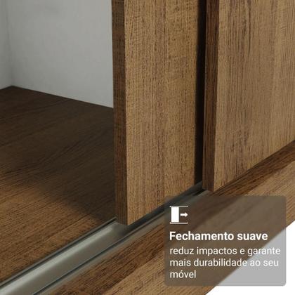 Imagem de Guarda-Roupa Casal com Pés 3 Portas de Correr de Espelho Rustic Reno Madesa