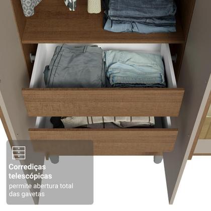 Imagem de Guarda-roupa Casal Com Pés 6 Portas Batentes Com Espelho Rustic-crema-rustic Venus Madesa