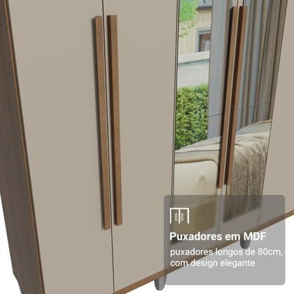 Imagem de Guarda-roupa Casal Com Pés 6 Portas Batentes Com Espelho Rustic-crema-rustic Venus Madesa
