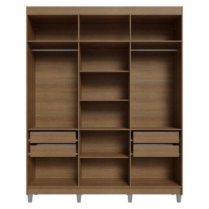 Imagem de Guarda-roupa Casal Com Pés 6 Portas Batentes Com Espelho Rustic-crema-rustic Venus Madesa