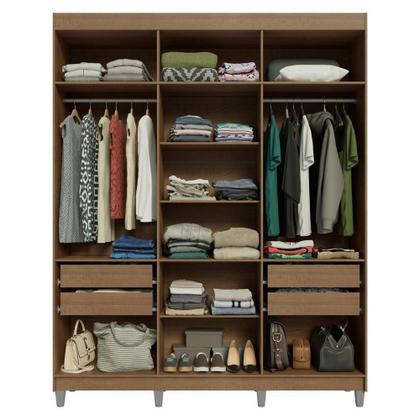 Imagem de Guarda-roupa Casal Com Pés 6 Portas Batentes Com Espelho Rustic-crema-rustic Venus Madesa