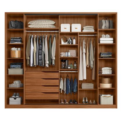 Imagem de Guarda Roupa Casal com Vidro Reflecta 4 Portas 4 Gavetas Flex Laredo Demartêz