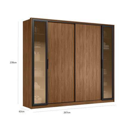 Imagem de Guarda Roupa Casal com Vidro Reflecta 4 Portas 4 Gavetas Flex Laredo Demartêz