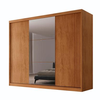 Imagem de Guarda Roupa Casal Connor MDF 3 Portas e 6 Cabideiros com Espelho Moderna Mobília