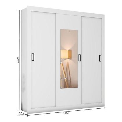 Imagem de Guarda Roupa Casal COR2303044 Branco com Espelho - Araplac