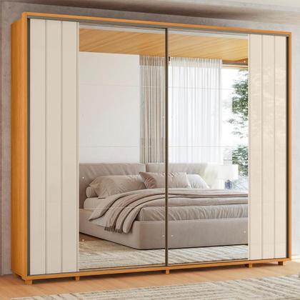 Imagem de Guarda Roupa Casal Dalí Ripado 2 Portas Deslizantes com 8 Espelhos - Madetec
