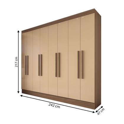 Imagem de Guarda-Roupa Casal Diplomata 8 Portas 4 Gavetas 100% Mdf Castanho/Nude - Panorama Móveis