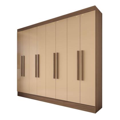 Imagem de Guarda-Roupa Casal Diplomata 8 Portas 4 Gavetas 100% Mdf Castanho/Nude - Panorama Móveis