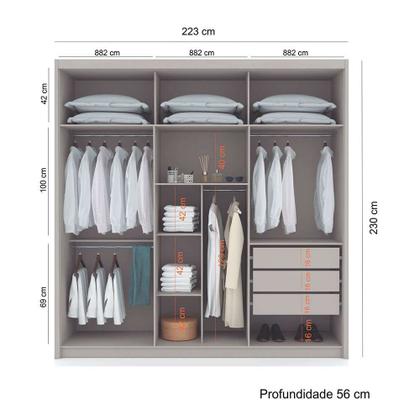 Guarda-Roupa Casal Dubai 6 PT 3 GV Fendi - Modern - Guarda-Roupa