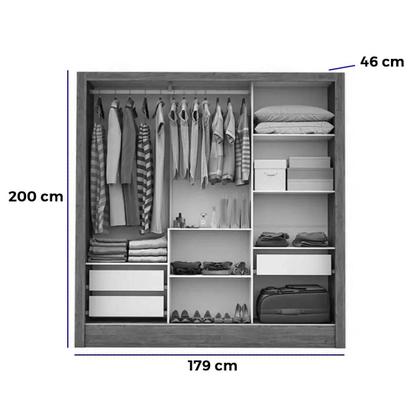 Imagem de Guarda Roupa Casal Dubai Santiago com Espelho e 3 Portas de Correr Carioca Cor Cinamomo