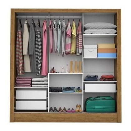 Imagem de Guarda Roupa Casal Dubai Santiago com Espelho e 3 Portas de Correr Carioca Cor Cinamomo