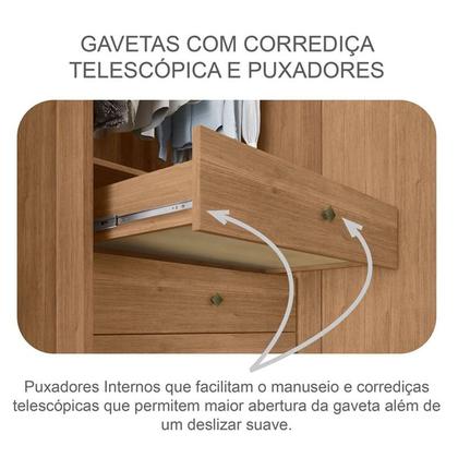 Imagem de Guarda Roupa Casal Duna com Espelho e Gaveteiro Milão com Chave Cumaru 23 - Novo Horizonte