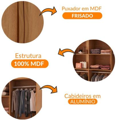 Imagem de Guarda Roupa Casal Dunas Com 8 Portas E 4 Gavetas Moderna Naturalle