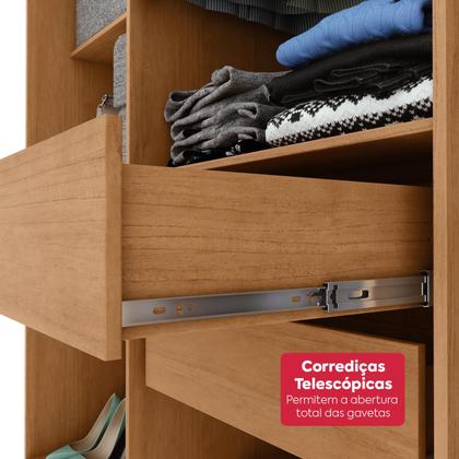 Imagem de Guarda-roupa Casal Easy Slim 8 Portas Com Espelho Amendoa Clean/Off White