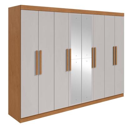 Guarda-roupa Casal Easy Slim 8 Portas Com Espelho Amendoa Clean