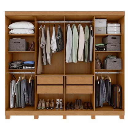 Imagem de Guarda-roupa Casal Easy Slim 8 Portas Com Espelho e Pés Amendoa Clean/Off White