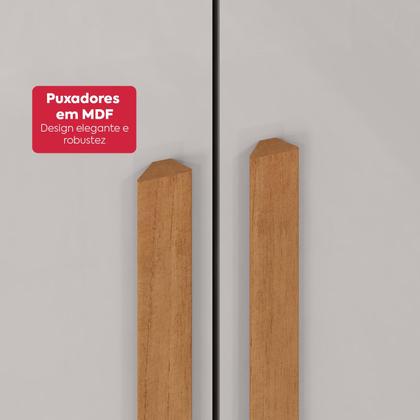 Imagem de Guarda-roupa Casal Easy Slim 8 Portas Com Espelho e Pés Amendoa Clean/Off White