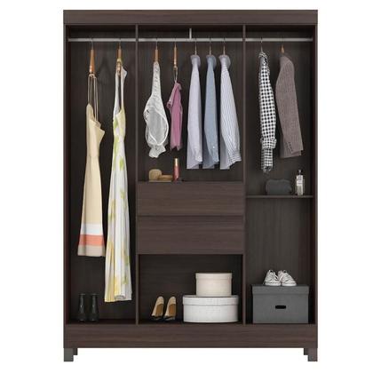 Imagem de Guarda Roupa Casal Ecom 2 com Multiuso Golden com Cômoda London Café - Demóbile