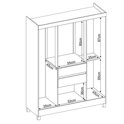 Imagem de Guarda Roupa Casal Ecom 2 com Multiuso Viena com Cômoda Astral Café - Demóbile