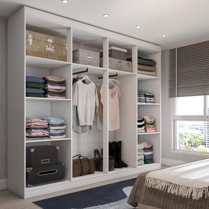 Imagem de Guarda-Roupa Casal Ela e Ele 8 Portas 8 Prateleiras Malbec Branco Fosco - Panorama Móveis